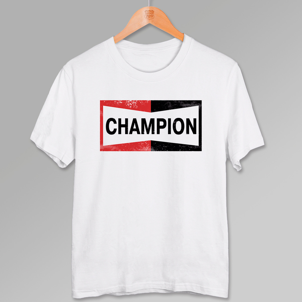 Camiseta Champion Spark Plug Retro Grunge Unissex