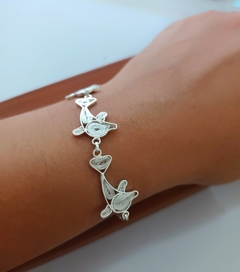 Pulsera delfines en plata - comprar online