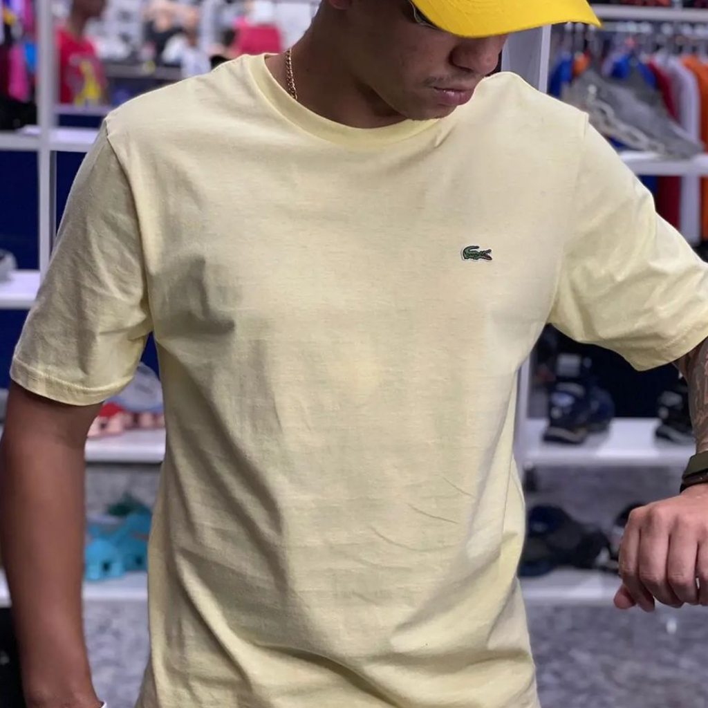 Camisa Lacoste Basica Amarela Malha Peruana 40.1
