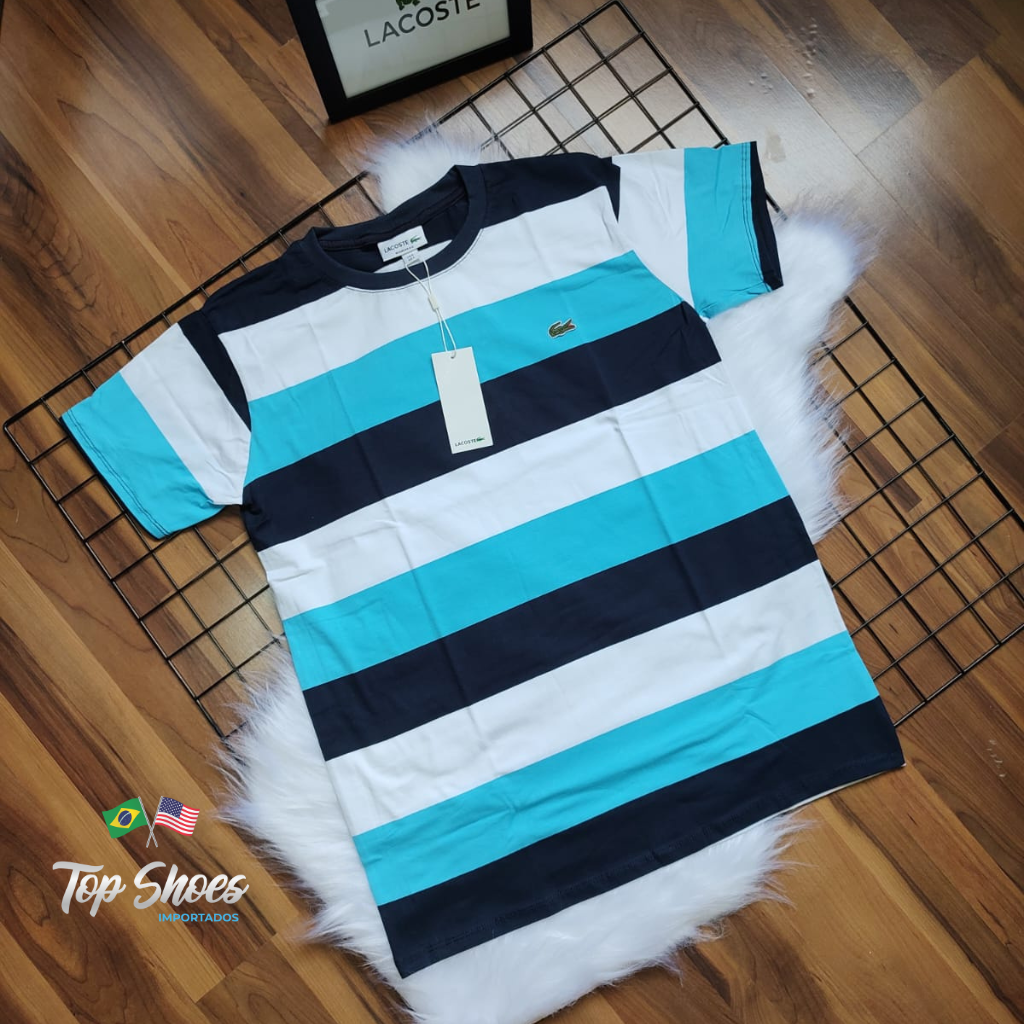 Camisa Lacoste Listrada Malha Peruana Fio.40