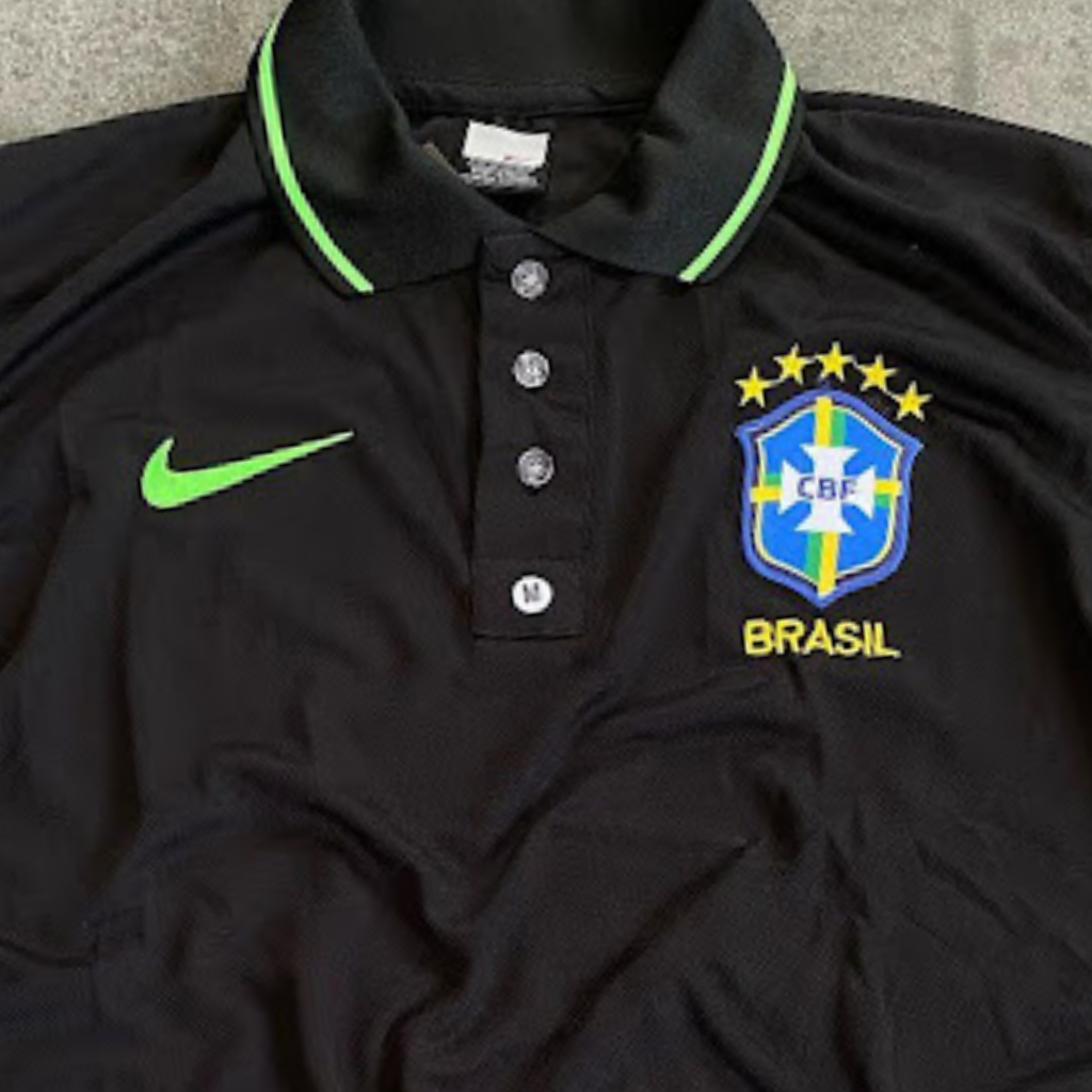 Camisa Polo Da Seleção Brasileira Preta Basica