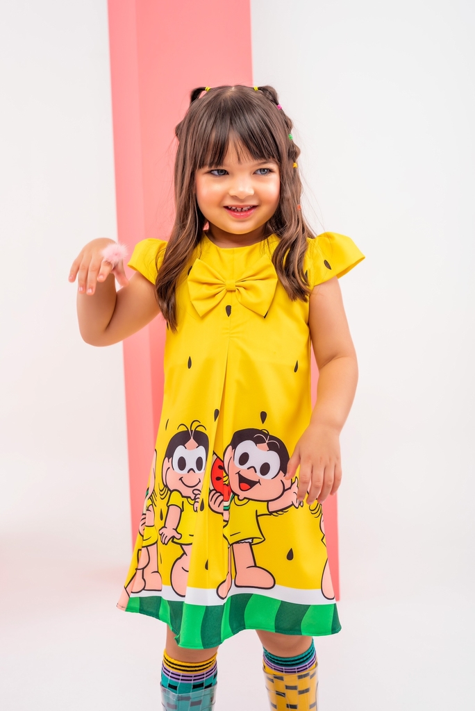 Vestido Trap zio Magali Amarela Polly Kids