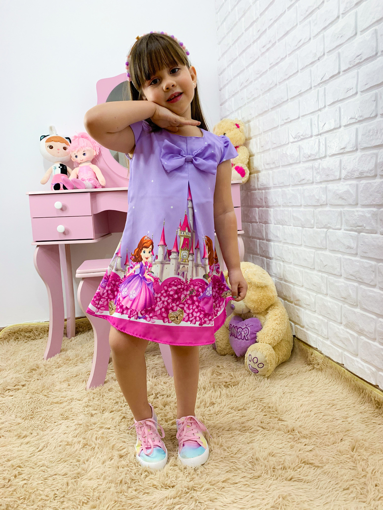 Vestido Trapézio Infantil Princesinha Sofia