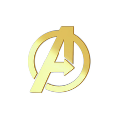 Aplique em acrílico espelhado dourado Avengers -Kit 10 unid