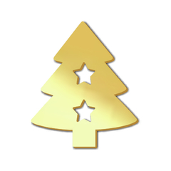 Aplique em acrílico Arvore de Natal com estrelas- kit com 10 unid