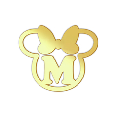 Aplique em acrílico espelhado Minnie com letra - Kit 10 unid - loja online