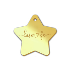 Tag Estrela 2,5 cm Personalizado em Acrílico Espelhado