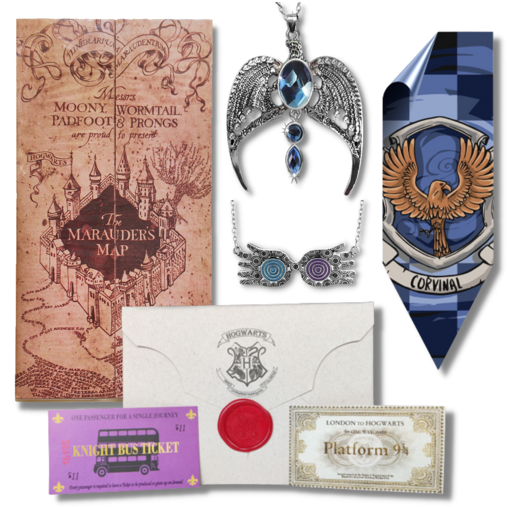 Kit Corvinal: Mapa do Maroto, Carta Hogwarts, Colar Luna Lovegood & Diadema  Ravenclaw, Poster