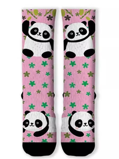 Meia Divertida e Colorida - Panda Rosa - comprar online