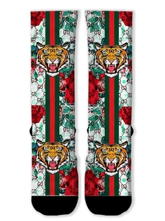 Meia Divertida e Colorida - Tigre Flores - comprar online