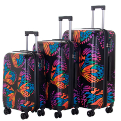 Set de valijas estampadas (Grande, Mediana, Chica) con fuelle expandible.