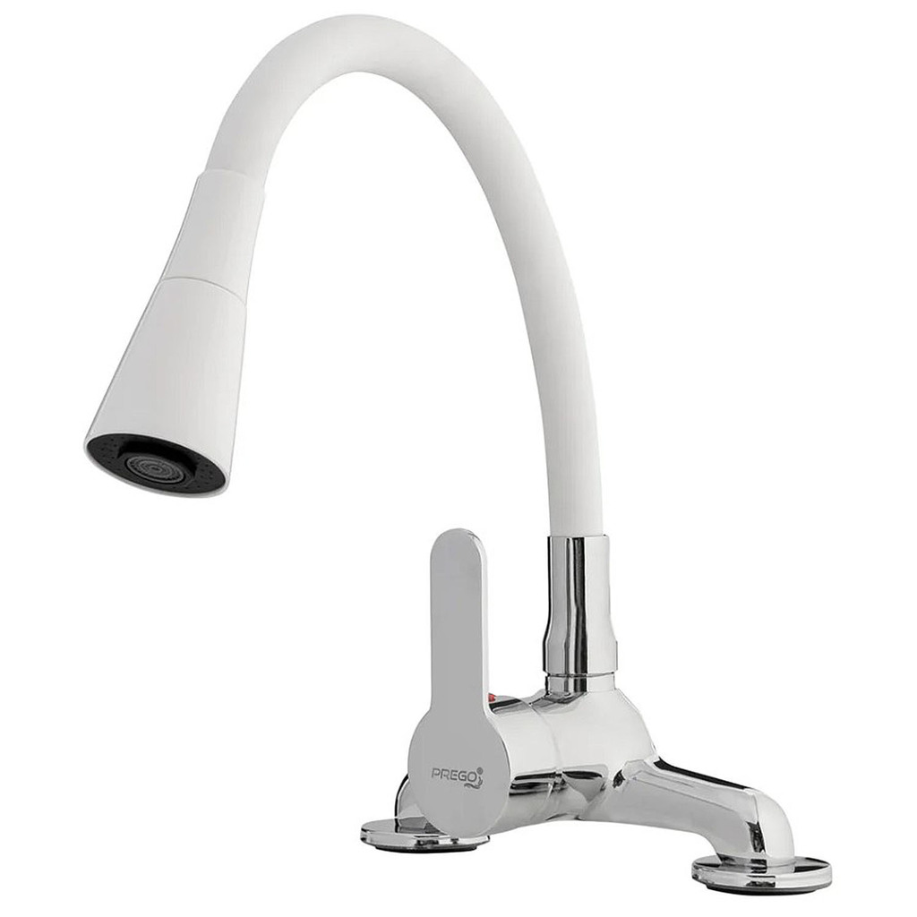 CANILLA MEZCLADORA MONOCOMANDO MESADA FLEXIBLE BLANCO PREGO PREG9022