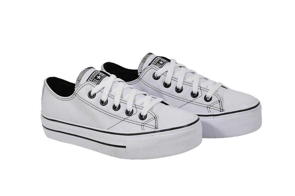 All Star Plataforma Branco de Couro