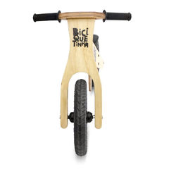 Bicicleta de madeira sem pedal roda e garfo