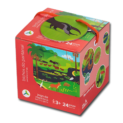 caixa jogo de memória 24 peças bichos do pantanal