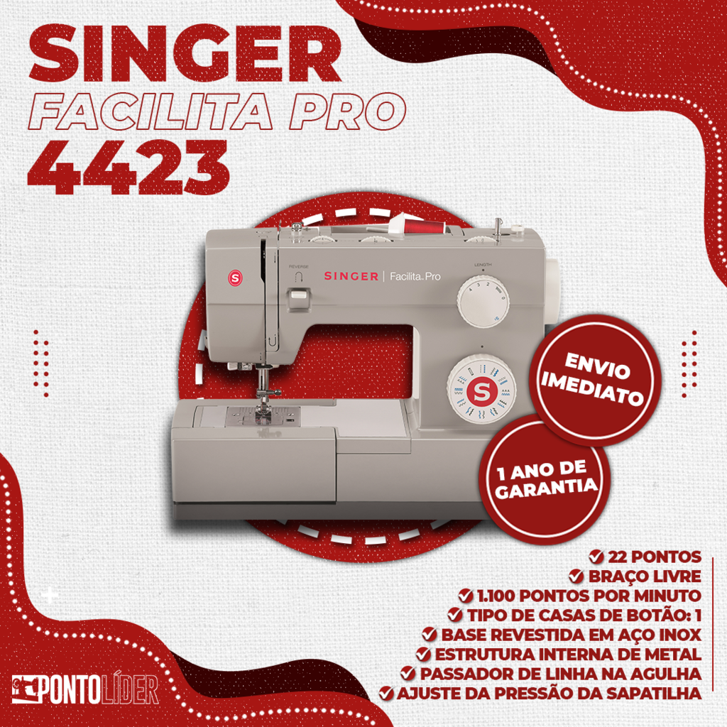 Máquina De Costura Singer Facilita Pro 4423 Com 22 Pontos Decorativos +  Ferro de Passar Singer Steamchoice 2.0