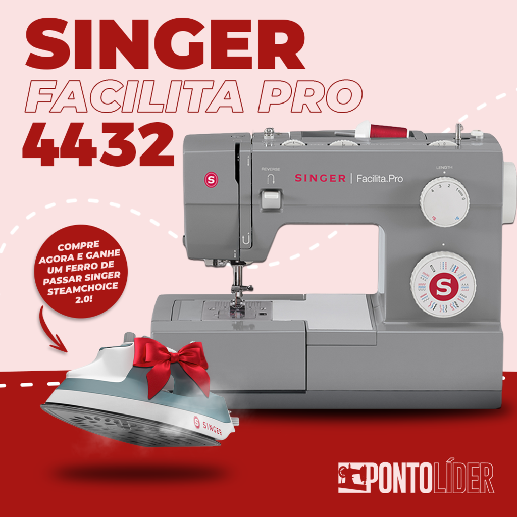 Máquina De Costura Singer Facilita Pro 4432 Com 32 Pontos Decorativos +  Ferro de Passar Singer Steamchoice 2.0