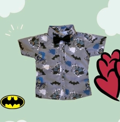 Camisa Social Inf. Homem Morcego c/ Gravata 6m a 2 anos