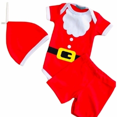 Conjunto Bebê Papai Noel 3 peças Suedine