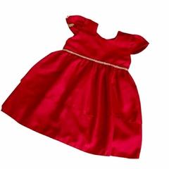 Vestido Infantil Luxo Vermelho Aplique Pedras Strass Dourado