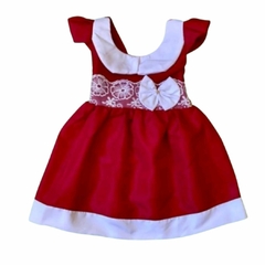 Vestido Bebê Vermelho Detalhe em Renda 6m a 1 ano