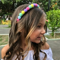 Tiara Pompom Neon Arco de Cabeça Infantil para Menina na internet