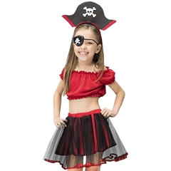 Fantasia Pirata Menina Infantil Piratinha Carnaval 2-10 anos - comprar online