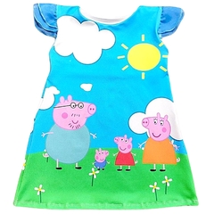 Vestido da Peppa Pig Infantil Luxo Estilo Boneca Pepa 1-4 anos