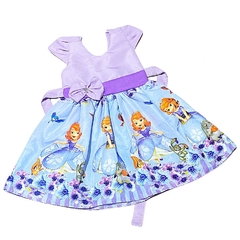 Vestido Infantil Princesa Sofia Luxo Strass Tiara Festa