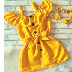 Vestido Mocinha Ciganinha Amarelo Fim de Ano T: 2/4 anos