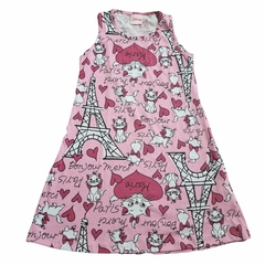 Vestido Infantil Regata Gata Marie Malha Rosa