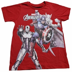 Camiseta Infantil Manga Curta Algodão Avengers Vermelha