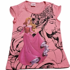 Camiseta Infantil Princesa Aurora Rosa Tam: 6 anos