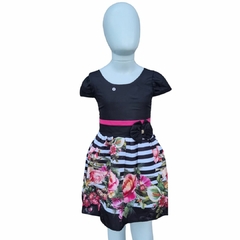 Vestido Infantil de Luxo Festa Preto Floral