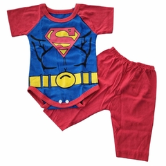 Conjunto Body/Calça Bebê Super Man p/ Festas 1/6 Meses