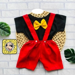 Conjunto Short/blusa Bebê Tema do Mickey p/ Festas 1/3 Meses