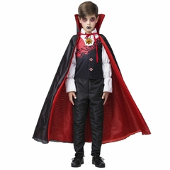 Fantasia Infantil Menino Vampiro Halloween Luxo Com 5 Peças