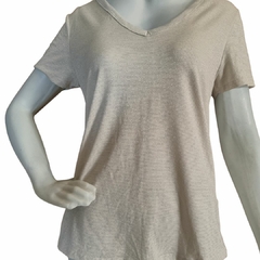 Blusa Feminina com Brilho Manga Curta Decote em V .T 38/44