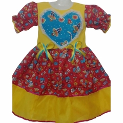 Vestido Infantil Junino Coração Azul Tam: 2/12 anos - comprar online