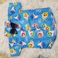 Camisa Social Infantil Temática do Baby Shark Tam. 1-6 anos