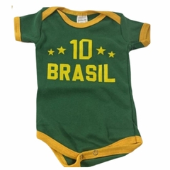 Body de Bebê Brasil 10 Copa 2002 Hexa Seleção Brasileira