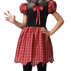 Fantasia Lobinha Infantil Halloween Feminina Com Acessório