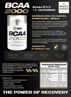 BCAA 2000 120Caps - Gold Nutrition - OFF SUPLEMENTOS MICROCENTRO