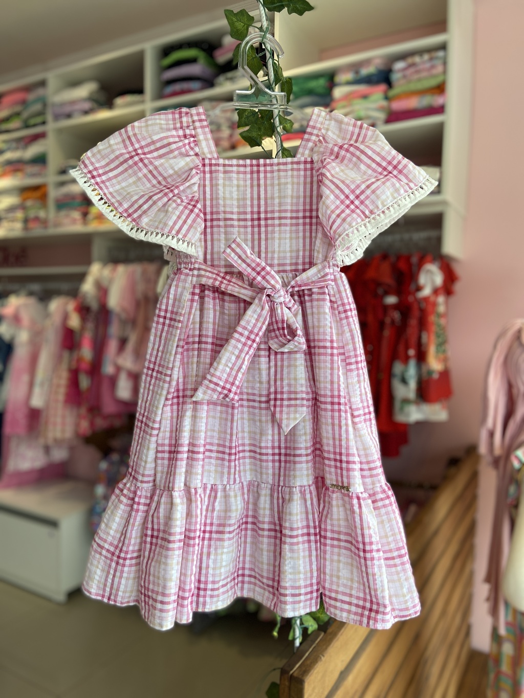 Vestido Momi em Jacquard Xadrez - Pilili Moda Infantil