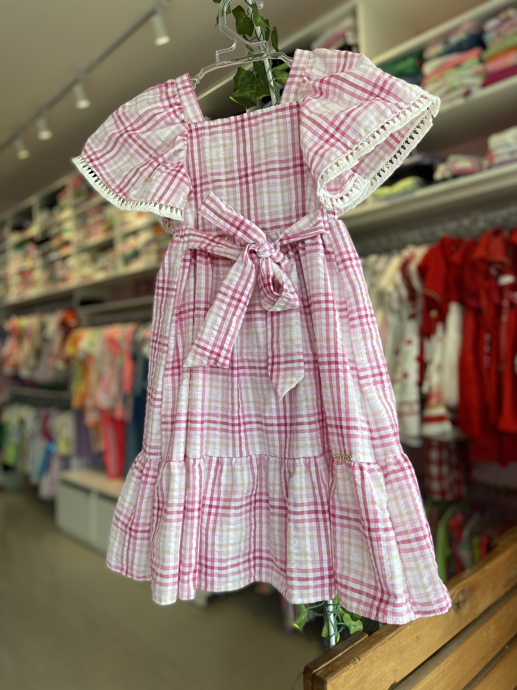 Vestido Momi em Jacquard Xadrez - Pilili Moda Infantil