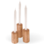 Set x 3 Candelabros de Madera Maciza Alto Nórdico + 3 Velas (Paraíso)