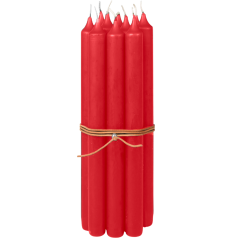 Set x 10 Velas Largas Lisas (Rojas)