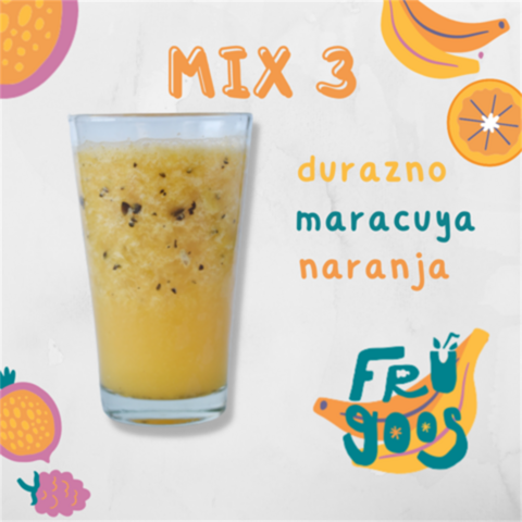 Smoothies Mix 3 (Naranja, Durazno y Maracuya) x 150 gs. - Frugoos