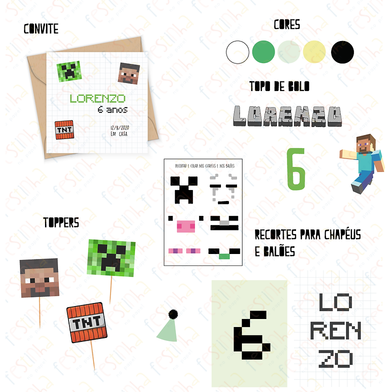 Papelaria Minecraft - Comprar em Festinha no Papel