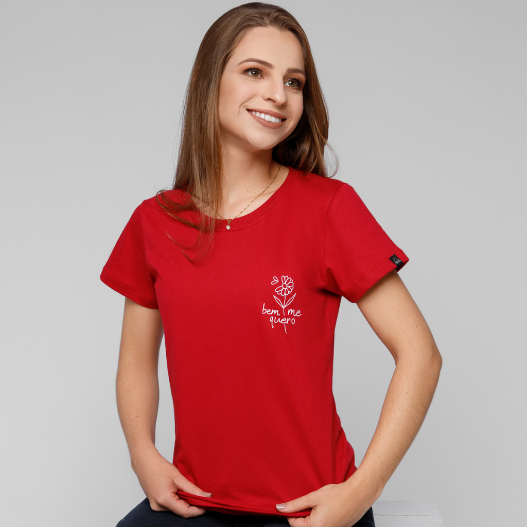 Camiseta TShirt feminina Bem me quero Vermelha